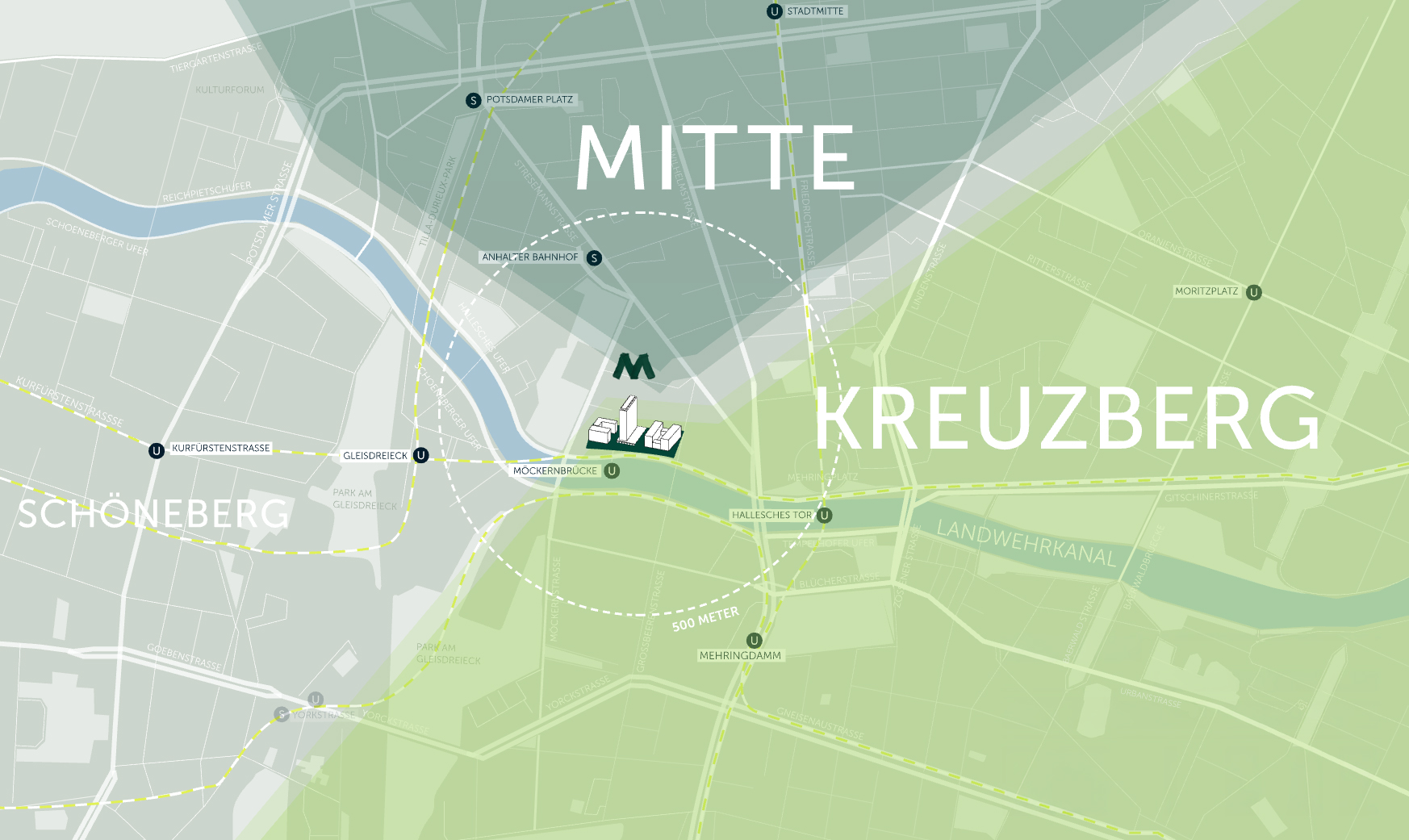 Lageplan zwischen Mitte und Kreuzberg
